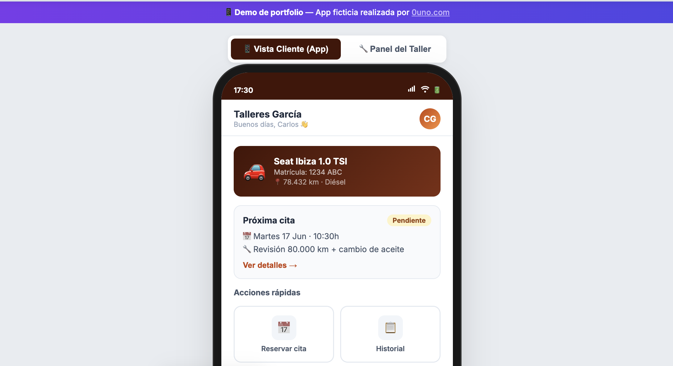Capturas de pantalla de la app de gestión de turnos
